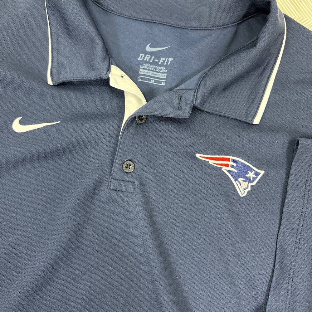 Nike Dri Fit Polo NFL New England‎ Patriots Men's XL Navy Performance Flaw